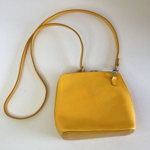 Vera Pelle Yellow Italian Leather Crossbody Bag